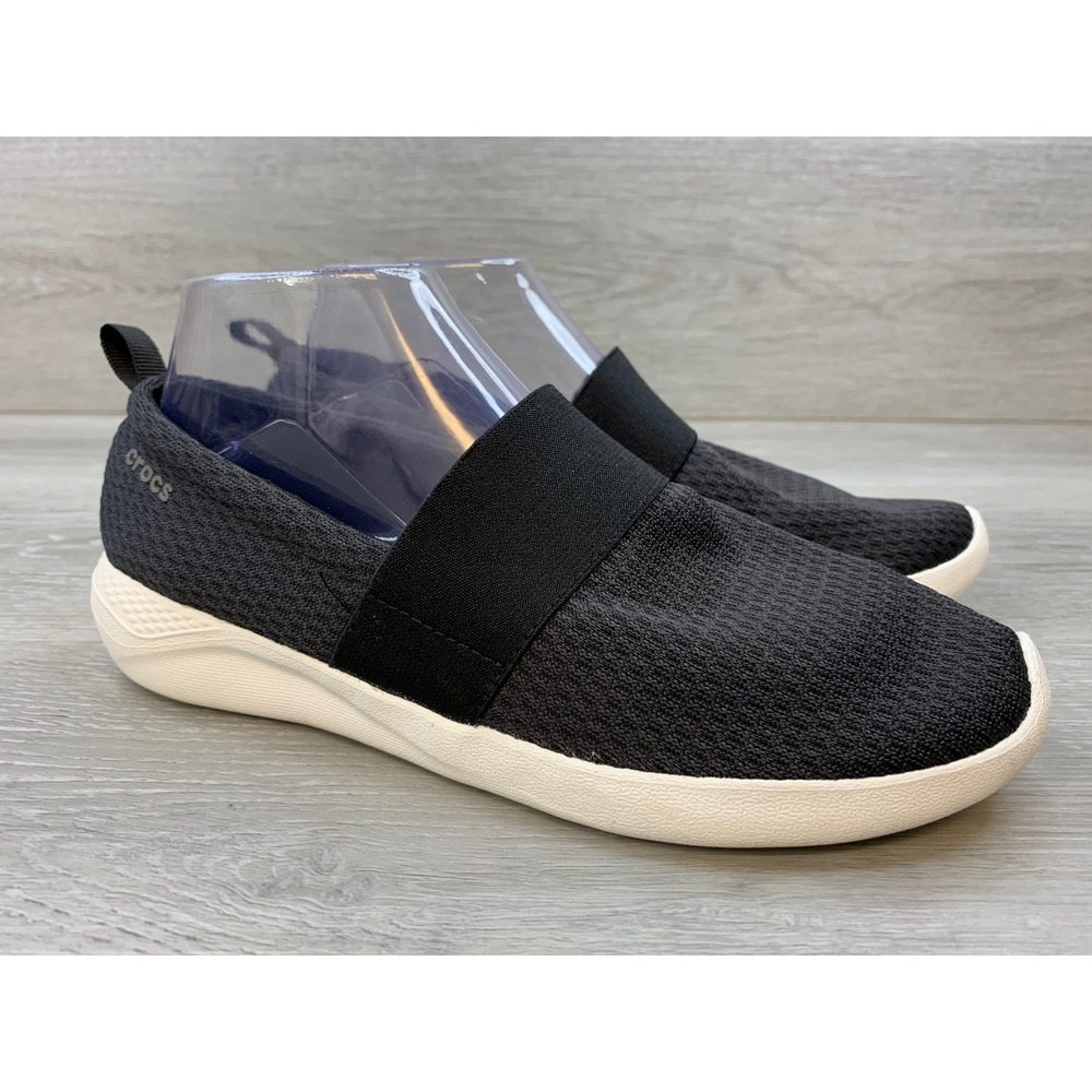 Crocs LiteRide Pacer Slip On Sneakers Black White Mesh Women's 8 Casual Shoes